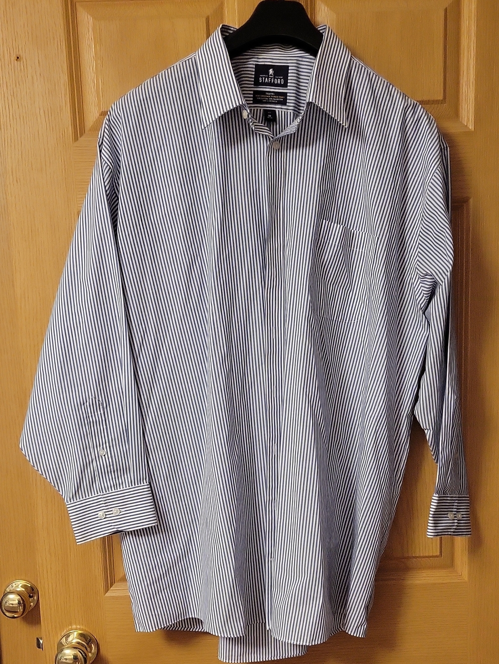 Stafford Blue and White Striped Dress Shirt